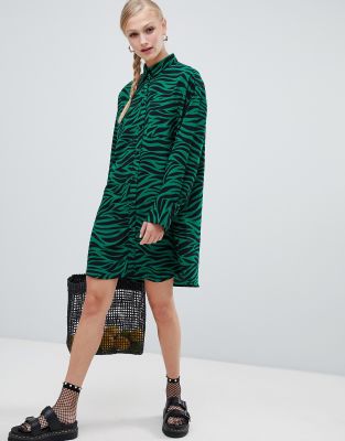 green and black shirt dress