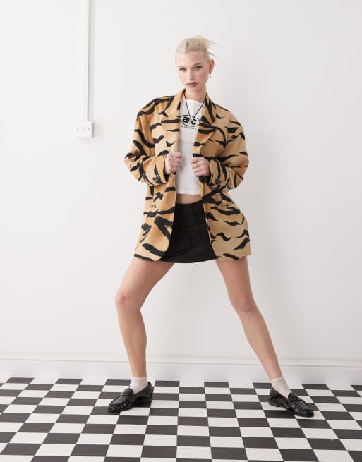 Monki – Tigermönstrad kavaj i oversize, 2 av 4