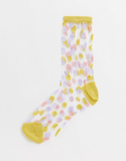 Monki Tinna spot print socks in multi