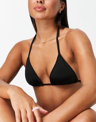 Monki Titti triangle bikini top in black