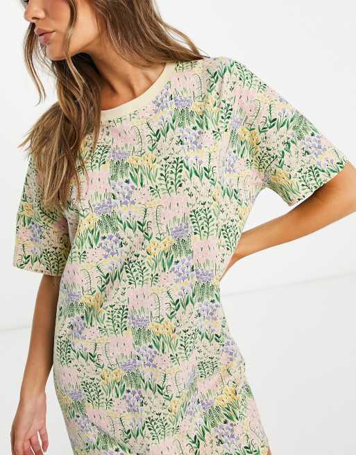 Monki - Toonie - Nachthemd van katoen in groene bloemenprint - WHITE, 2 van 4