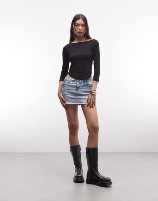 Monki top à manches longues à encolure bateau noir, 3 de 4