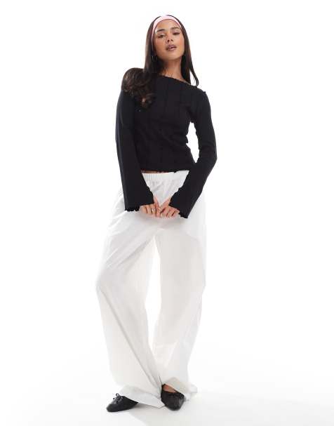 Monki - Top a maniche lunghe nero con scollo a barchetta - view 1