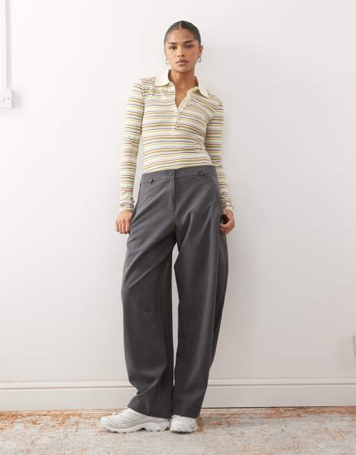 Monki - Top a maniche lunghe slim fit stile rugby giallo a righe, 3 di 4
