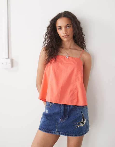 Monki - Top a trapezio rosso con spalline sottili - view 1