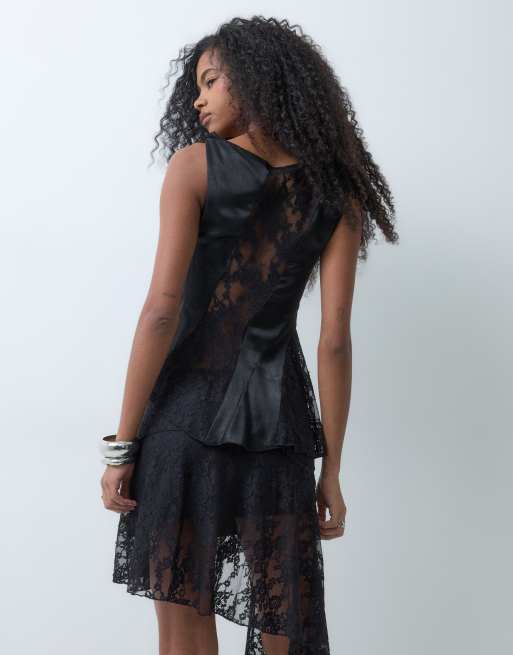 Monki top asimétrico de encaje en negro, 5 de 5