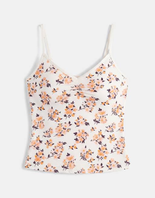 Monki - Top col V à imprimé fleuri - Pêche, 5 de 7