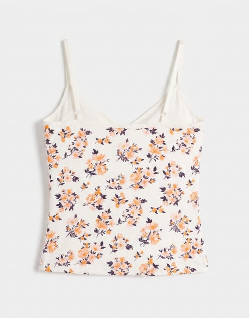 Monki - Top col V à imprimé fleuri - Pêche, 6 de 7