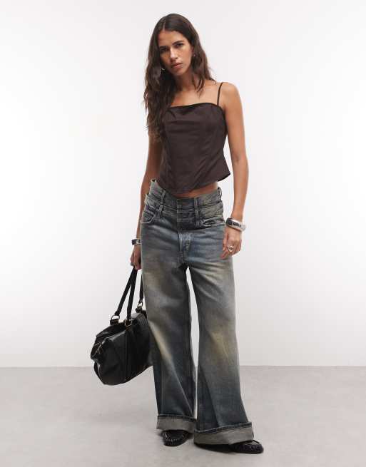 Monki top corseté cintré marron foncé, 2 de 4