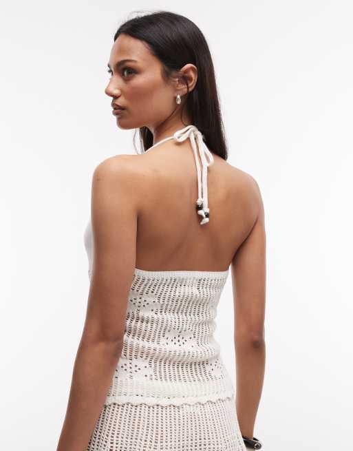 Monki - Top d'ensemble au crochet à fleurs - Blanc, 4 de 4