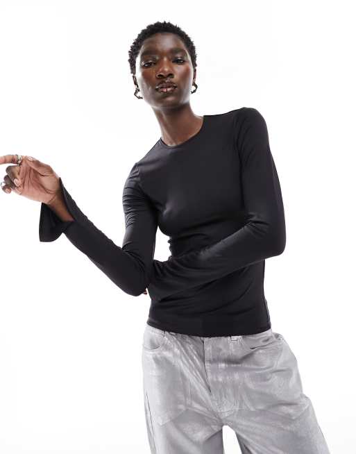 Monki - Top met lange mouwen in zwart