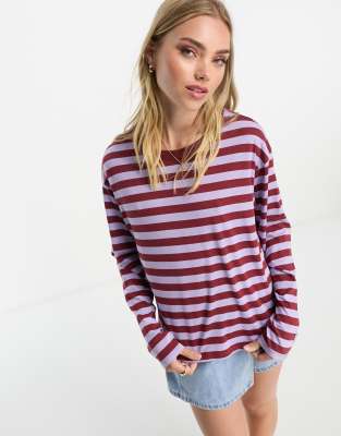Haut Femme Danskin Now Taille S - Manches Longues Rayures Violettes, Occasion Très Bon état