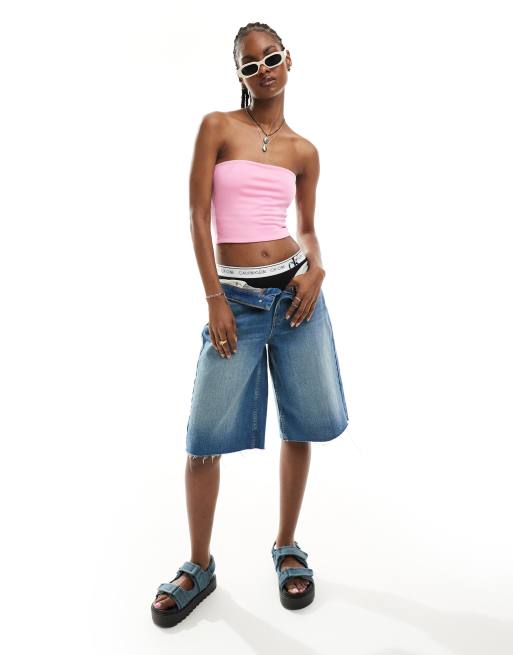 Monki Top senza spalline rosa ASOS
