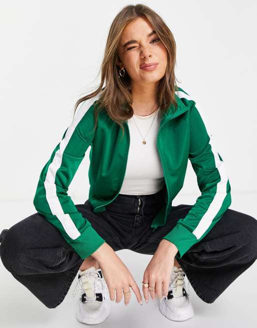 Monki - Top sportivo verde con cerniera lampo