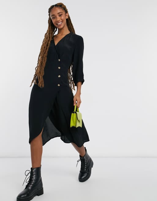 Monki buttoned sales wrap dress