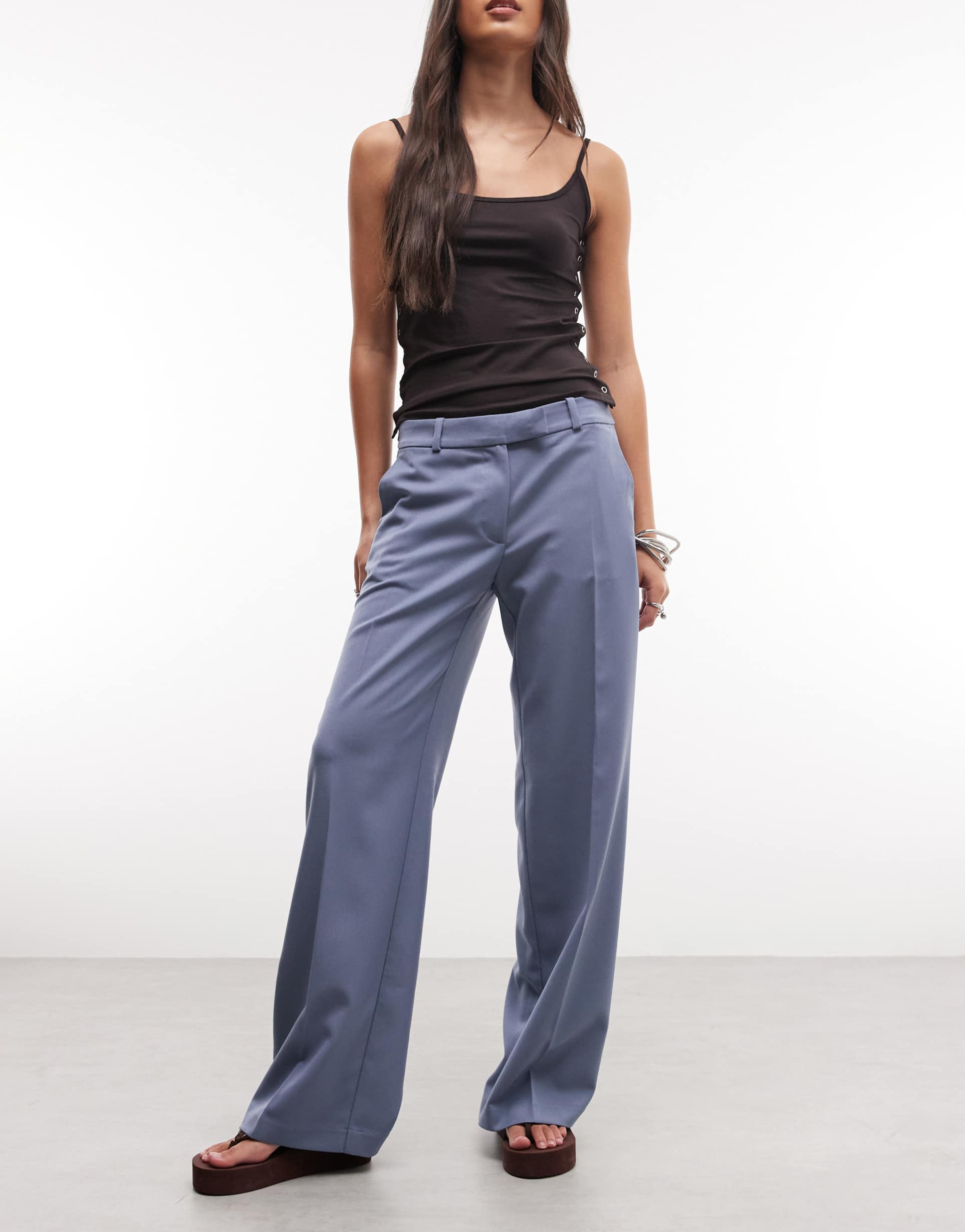 monki toucan tailored pants in petrol blue