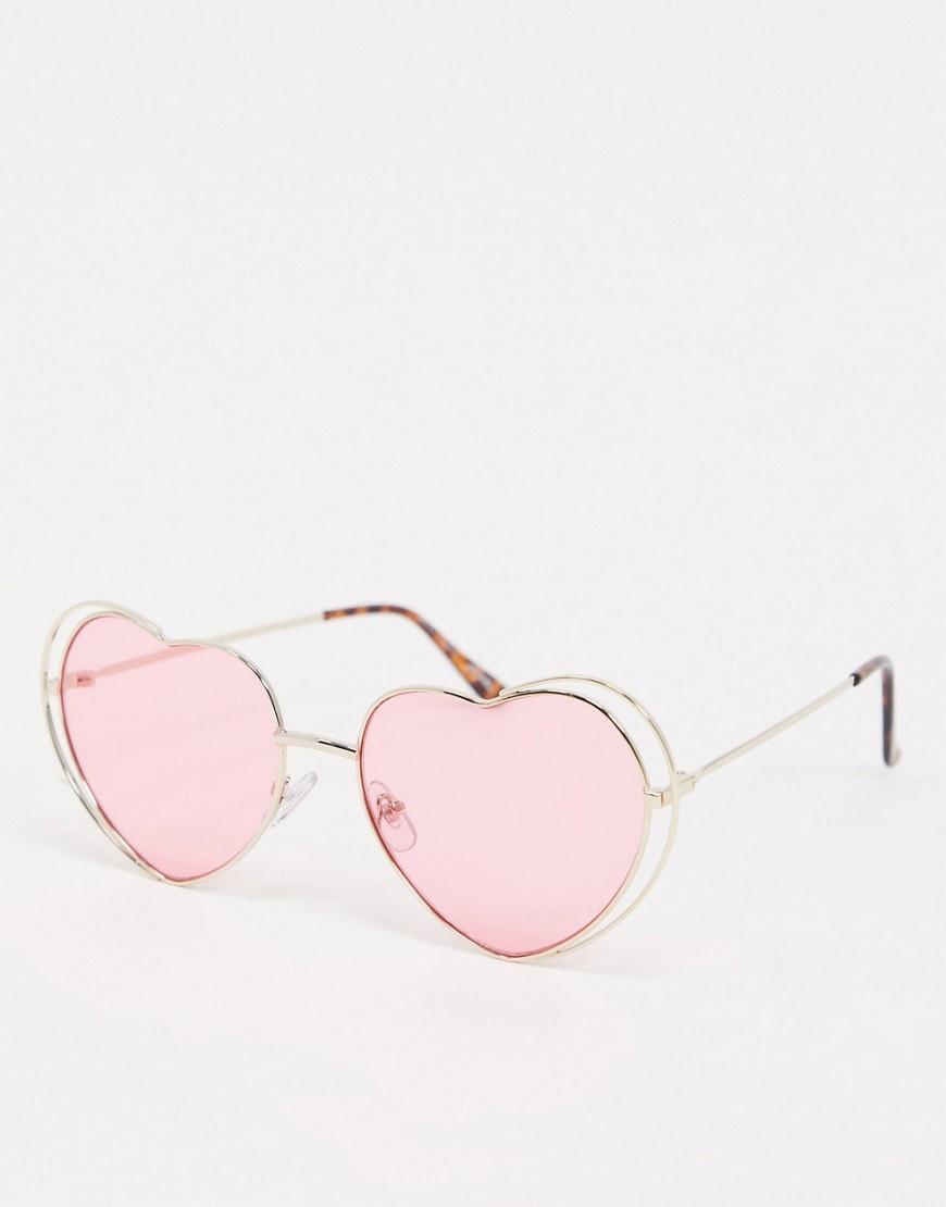 Monki - Tova pink hjerteformet solbriller