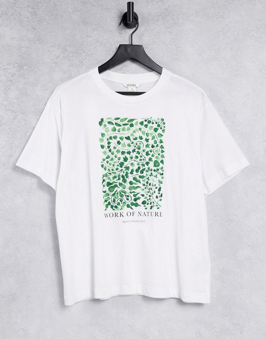 Monki - Tovi - T-shirt con stampa a tema natura in cotone organico bianco