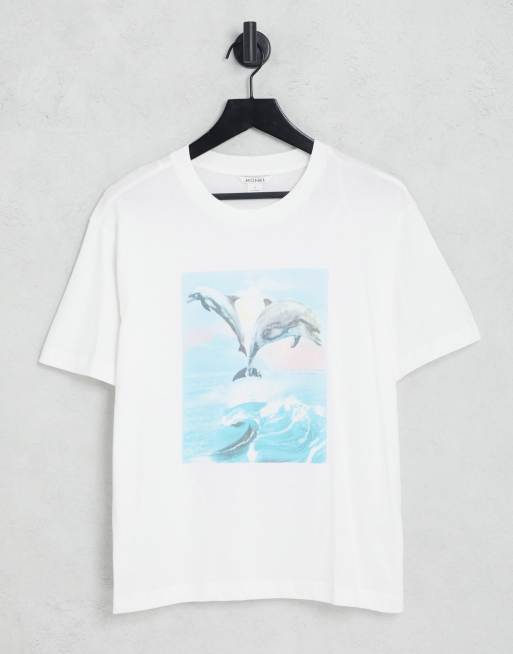 Monki - Tovi - T-shirt met dolfijnprint in wit