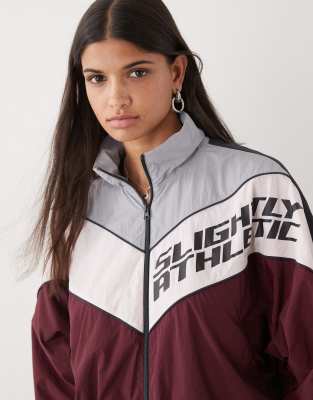 Monki Track Jacket With Print In Red
