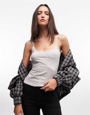 Monki - Trägertop in meliertem Grau mit U-Ausschnitt