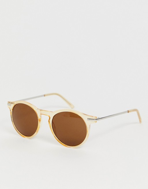 Monki transparent frame sunglasses in yellow