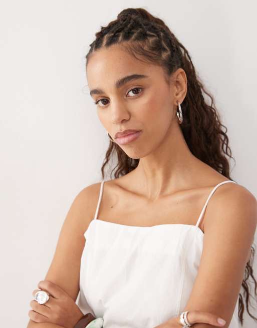 Monki trapeze strappy top in white, 3 of 4