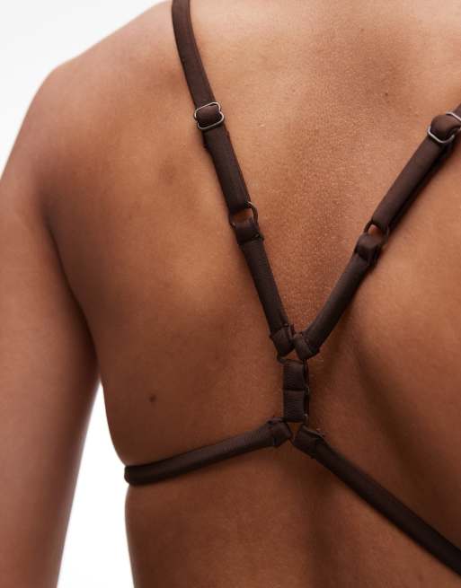 Monki – Triangel-Bikinioberteil in Schokobraun, Kombiteil, 4 von 4