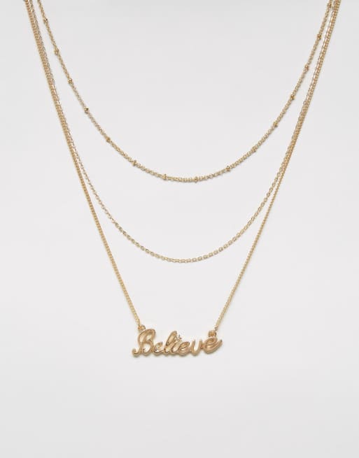 Monki Triple Layed Believe Necklace