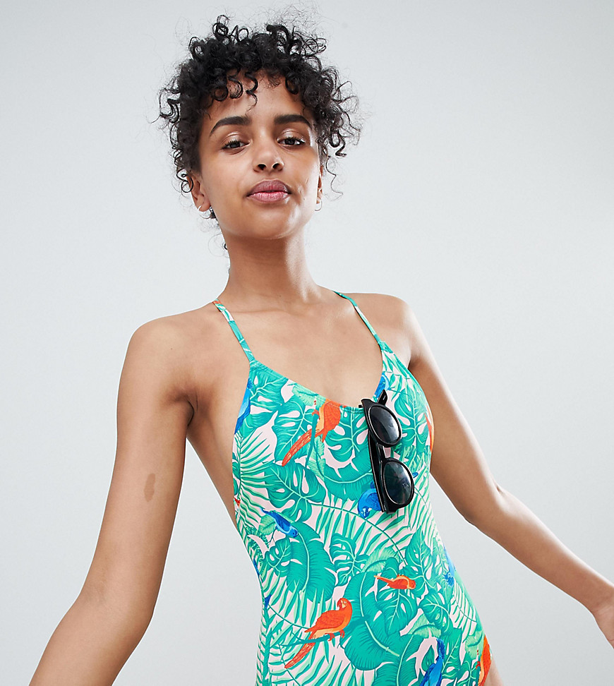 tropical bird print swimsuit in Parrotprint-Multi
