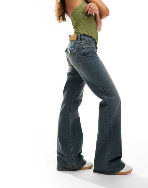 Monki Trudy low waisted flared jeans in canyon dark blue - view 1