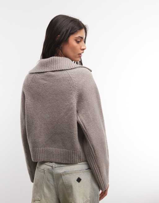 Monki trui met halve rits in mink, 4 van 4