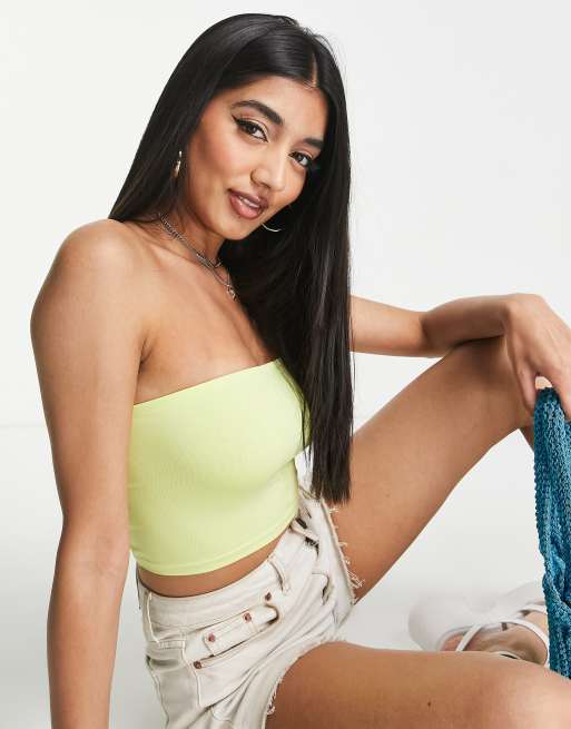 Monki tube top in lime green