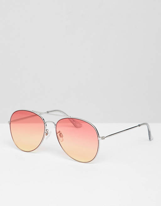Monki two tone aviator sunglasses in Sunset