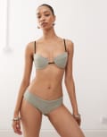 [Monki] Monki underwire bikini top in khaki-Green 80B Khaki