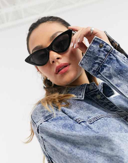 Monki - Valentina - Sorte Cat Eye-solbriller, 3 af 4