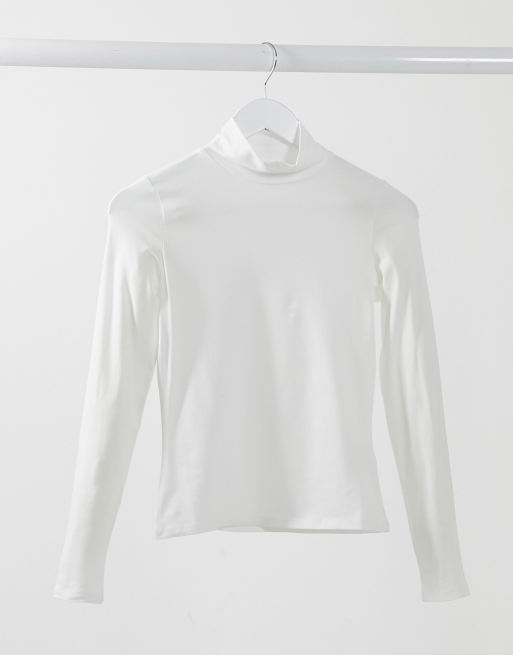 Monki - Vanja - Langærmet offwhite top i bomuld - WHITE