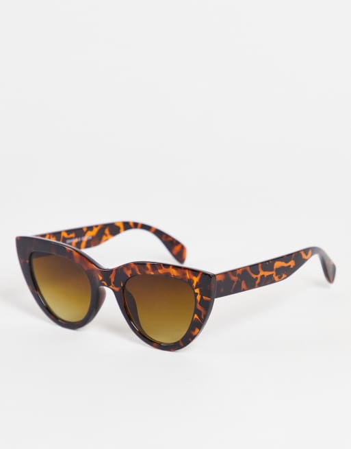 Monki - Vega - Occhiali da sole cat-eye rotondi, marrone tartarugato