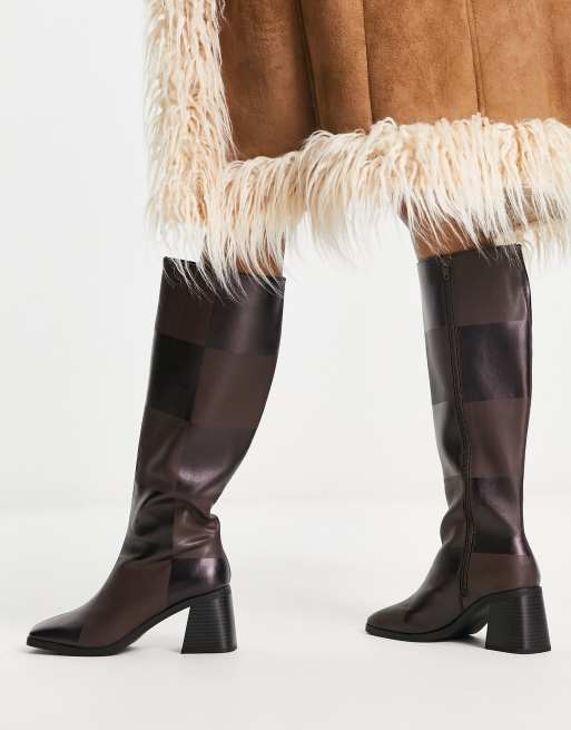 Mikarka Women's Knee High Boots – Block High Heel, Side Zip