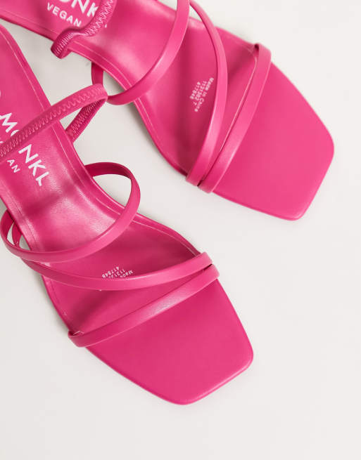 Monki vegan strappy heel sandals in pink ASOS