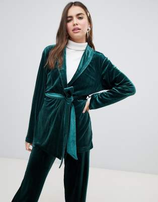 Velvet belted clearance jacket