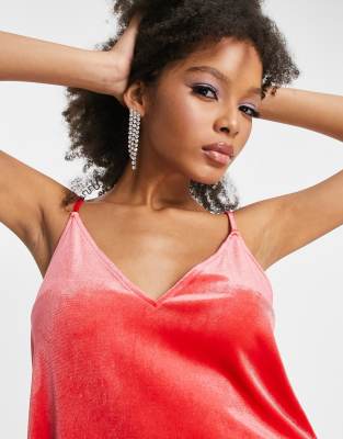 Monki velvet cami mini dress in red | ASOS