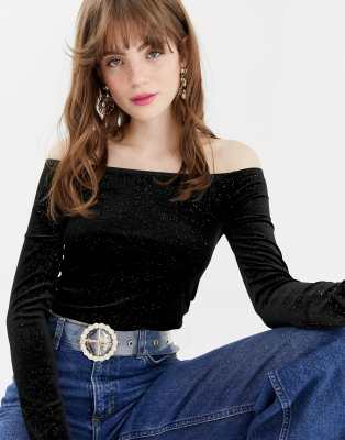 off the shoulder sparkly top