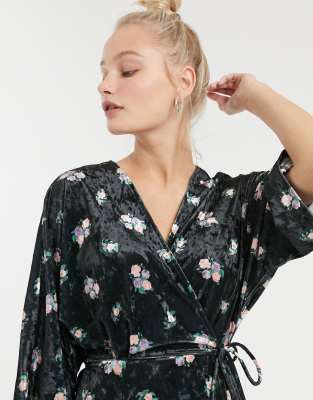 monki velvet wrap dress