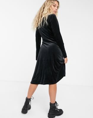 monki velvet wrap dress