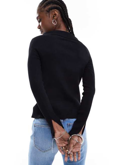 Monki - Vest met blote schouders en lange mouwen in zwart, 4 van 4