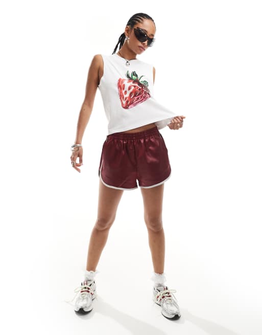 Monki vest top in white with strawberry front print , 2 of 4