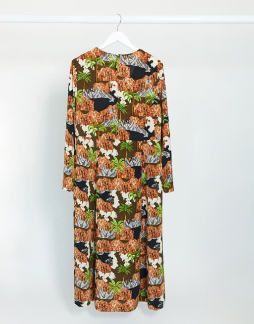 Monki - Vestito midi con stampa grafica, 2 di 4