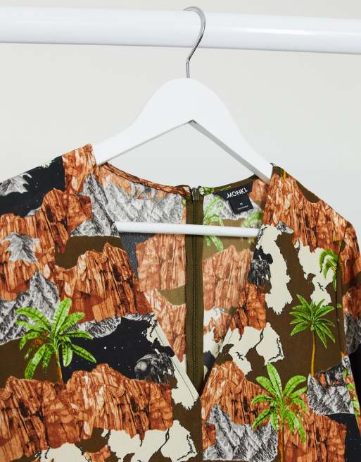 Monki - Vestito midi con stampa grafica, 4 di 4