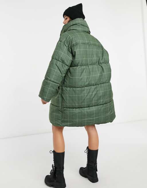 Check padded cheap coat